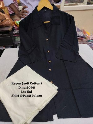 Pure Rayon Soft Cotton Shirt and Palazzo Set Size wise Combo Set