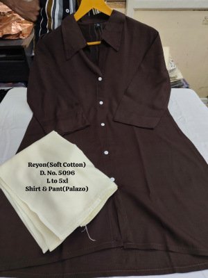 Pure Rayon Soft Cotton Shirt and Palazzo Set Size wise Combo Set
