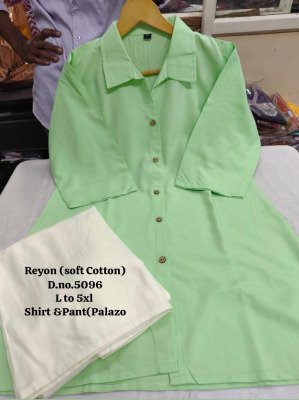 Pure Rayon Soft Cotton Shirt and Palazzo Set Size wise Combo Set