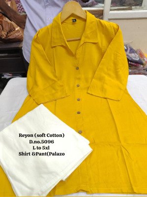 Pure Rayon Soft Cotton Shirt and Palazzo Set Size wise Combo Set
