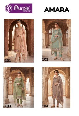Purple Creation Amara Gold Silk Designer Embroidery Dress Material dress material catalogs