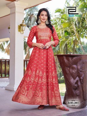 Pushpa 2 by Blue Hills Fancy Anarkali Gown With Classic Neck Embroidered Gown Catalogue at Affordable rate gown catalogs