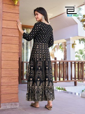 Pushpa 2 by Blue Hills Fancy Anarkali Gown With Classic Neck Embroidered Gown Catalogue at Affordable rate gown catalogs