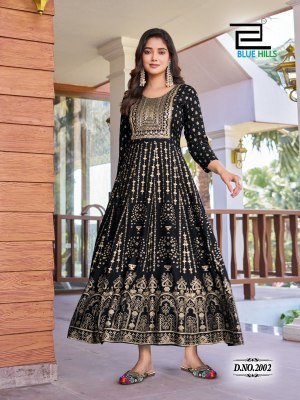 Pushpa 2 by Blue Hills Fancy Anarkali Gown With Classic Neck Embroidered Gown Catalogue at Affordable rate gown catalogs