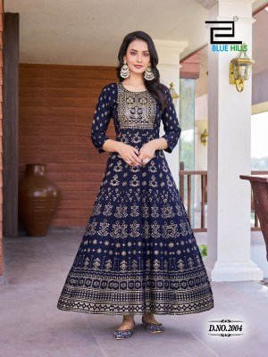Pushpa 2 by Blue Hills Fancy Anarkali Gown With Classic Neck Embroidered Gown Catalogue at Affordable rate gown catalogs