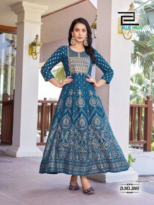 Pushpa 2 by Blue Hills Fancy Anarkali Gown With Classic Neck Embroidered Gown Catalogue at Affordable rate gown catalogs
