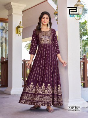 Pushpa 2 by Blue Hills Fancy Anarkali Gown With Classic Neck Embroidered Gown Catalogue at Affordable rate gown catalogs