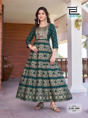 Pushpa 2 by Blue Hills Fancy Anarkali Gown With Classic Neck Embroidered Gown Catalogue at Affordable rate gown catalogs