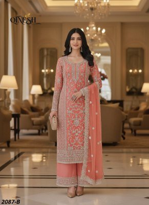 QTNESH 2087 Ready-to-Wear Butterfly Net Embroidered Suit Set with Dupatta 