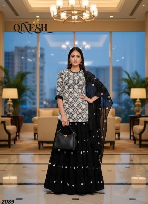 QTNESH Heavy Fox Georgette Embroidered Suit with Skirt & Dupatta readymade suit catalogs