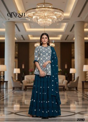 QTNESH Heavy Fox Georgette Embroidered Suit with Skirt & Dupatta readymade suit catalogs