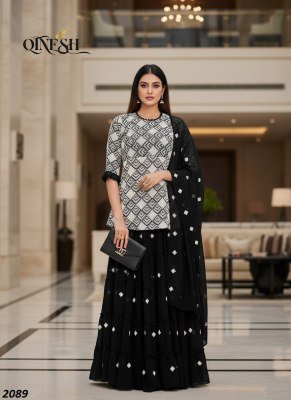 QTNESH Heavy Fox Georgette Embroidered Suit with Skirt & Dupatta readymade suit catalogs