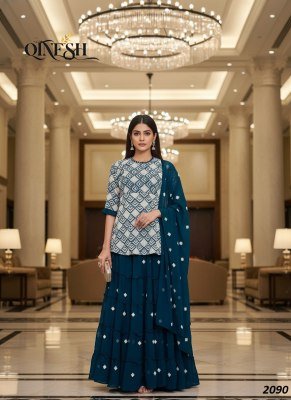 QTNESH Heavy Fox Georgette Embroidered Suit with Skirt & Dupatta readymade suit catalogs