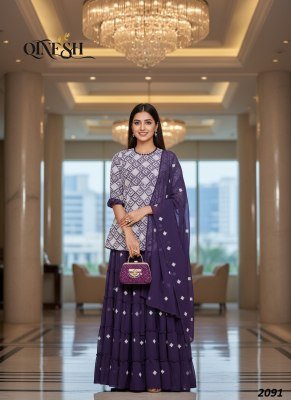 QTNESH Heavy Fox Georgette Embroidered Suit with Skirt & Dupatta readymade suit catalogs