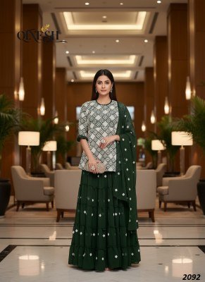 QTNESH Heavy Fox Georgette Embroidered Suit with Skirt & Dupatta readymade suit catalogs