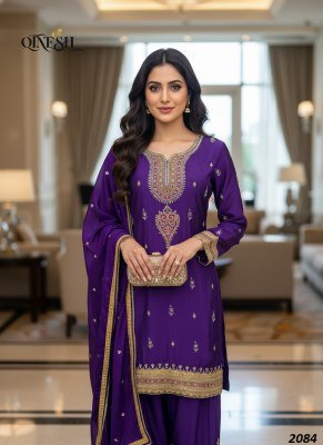 QTNESH Premium Chinon Embroidered Farshi Suit Set with Dupatta readymade suit catalogs