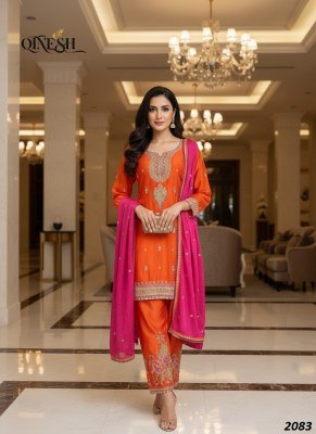 QTNESH Premium Chinon Embroidered Farshi Suit Set with Dupatta readymade suit catalogs