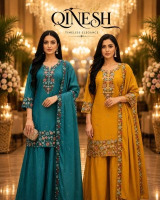 QTNESH Roman Simmar Embroidered Designer Palazzo Suit Set wholesale catalogs