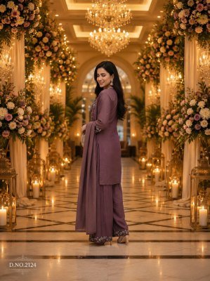 QTNESH Roman Simmar Embroidered Designer Palazzo Suit Set Fancy Palazzo suit catalogue