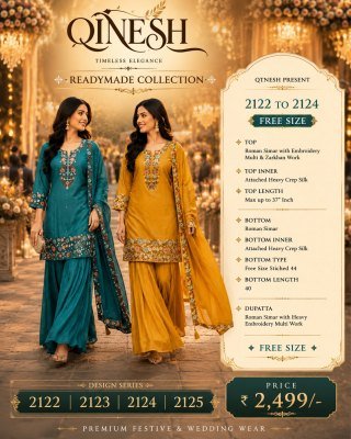 QTNESH Roman Simmar Embroidered Designer Palazzo Suit Set Fancy Palazzo suit catalogue