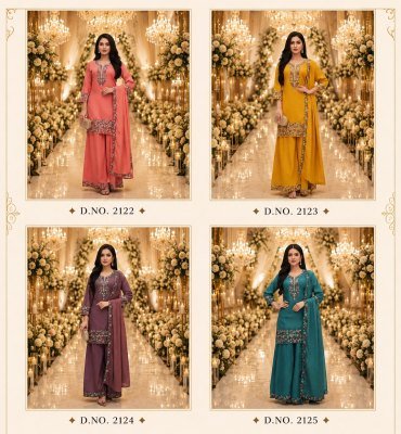 QTNESH Roman Simmar Embroidered Designer Palazzo Suit Set Fancy Palazzo suit catalogue