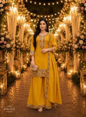 QTNESH Roman Simmar Embroidered Designer Palazzo Suit Set Fancy Palazzo suit catalogue