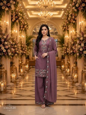 QTNESH Roman Simmar Embroidered Designer Palazzo Suit Set Fancy Palazzo suit catalogue