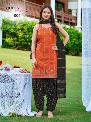 QUEEN PATIYALA-2 Vertican Heavy Embroidery 3-Piece Kurti Patiyala Dupatta Set readymade suit catalogs