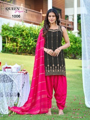 QUEEN PATIYALA-2 Vertican Heavy Embroidery 3-Piece Kurti Patiyala Dupatta Set readymade suit catalogs