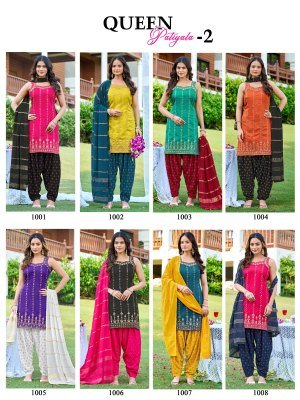 QUEEN PATIYALA-2 Vertican Heavy Embroidery 3-Piece Kurti Patiyala Dupatta Set readymade suit catalogs
