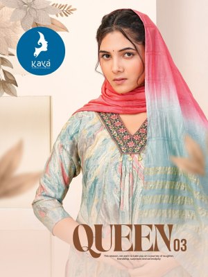 Queen 3 by Kaya chanderi modal print unstitched dress material catalogue salwar kameez catalogs