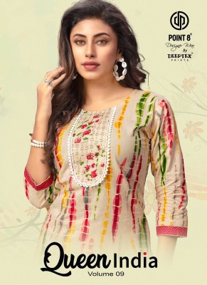 Queen India Vol 9 by Deeptex Pure Cotton Embroidered Kurti Catalogue at Affordable rate Deeptex suits 