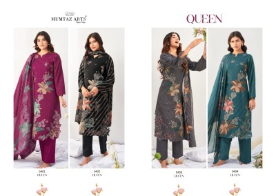 Queen muslin by Mumtaz Arts Pre Viscose Digital Printed Unstitched suit catalogue at affordable rate dress material catalogs