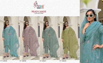 R 1250 by Shree Fab Organza Embroidered Khatli Work readymade suit catalogue at affordable rate readymade suit catalogs