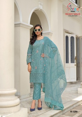 R 1250 by Shree Fab Organza Embroidered Khatli Work readymade suit catalogue at affordable rate readymade suit catalogs