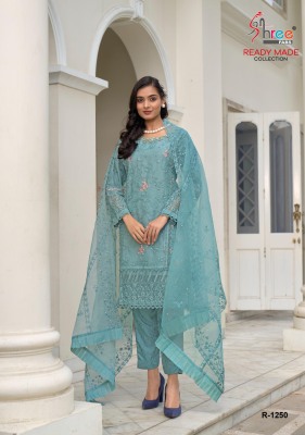 R 1250 by Shree Fab Organza Embroidered Khatli Work readymade suit catalogue at affordable rate readymade suit catalogs