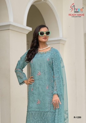 R 1250 by Shree Fab Organza Embroidered Khatli Work readymade suit catalogue at affordable rate readymade suit catalogs