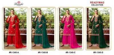 R 1345nx by Ramsha Exclusive Embroidered Fandy top with palazzo catalogue at affordable rate readymade suit catalogs