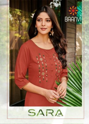 R studio baanvi by sara volume 1 reyon slub with embroidered kurti with pant catalogue at wholesale price 