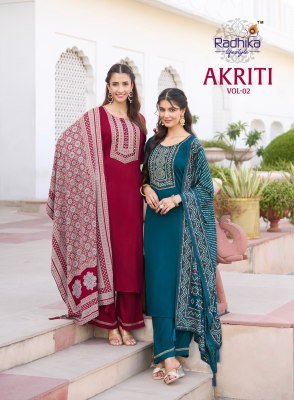RADHIKA LIFE STYLE AKRITI VOL 2  Gajji Silk Kurti Palazzo with Dupatta wholesale catalogs