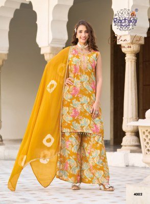 RADHIKA LIFE STYLE Glam Look Vol-4 Milano Silk Palazzo Suit with Dupatta Fancy Palazzo suit catalogue