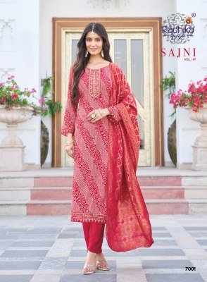 RADHIKA LIFE STYLE SAJNI Vol-7 Rayon Embroidery Kurti Pant Dupatta Set kurti pant with dupatta Catalogs