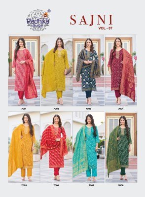 RADHIKA LIFE STYLE SAJNI Vol-7 Rayon Embroidery Kurti Pant Dupatta Set kurti pant with dupatta Catalogs