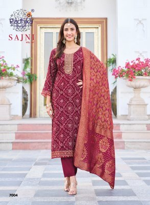 RADHIKA LIFE STYLE SAJNI Vol-7 Rayon Embroidery Kurti Pant Dupatta Set kurti pant with dupatta Catalogs