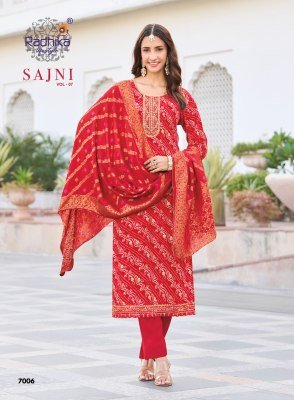 RADHIKA LIFE STYLE SAJNI Vol-7 Rayon Embroidery Kurti Pant Dupatta Set kurti pant with dupatta Catalogs