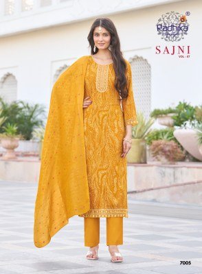 RADHIKA LIFE STYLE SAJNI Vol-7 Rayon Embroidery Kurti Pant Dupatta Set kurti pant with dupatta Catalogs