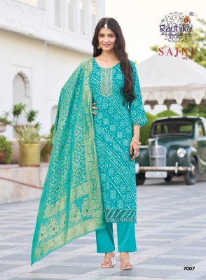 RADHIKA LIFE STYLE SAJNI Vol-7 Rayon Embroidery Kurti Pant Dupatta Set kurti pant with dupatta Catalogs