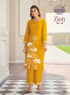 RADHIKA LIFE STYLE ZION Vol-5 Heavy Discharge Foil Print Handwork 2-Piece Cord Set co ord set catalogs