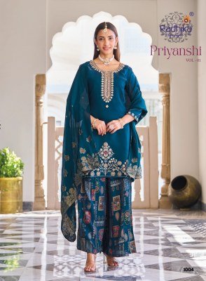 RADHIKA LIFESTYLE PRIYANSHI Vol-1 Heavy Roman Glass Silk Top Palazzo Set Fancy Palazzo suit catalogue