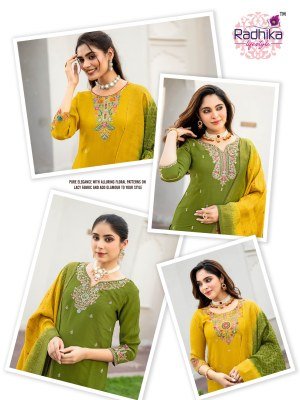 RADHIKA Life Style HALDI MEHNDI Vol-1 Meronika Chiffon  Kurti Pant Dupatta Set kurti pant with dupatta Catalogs